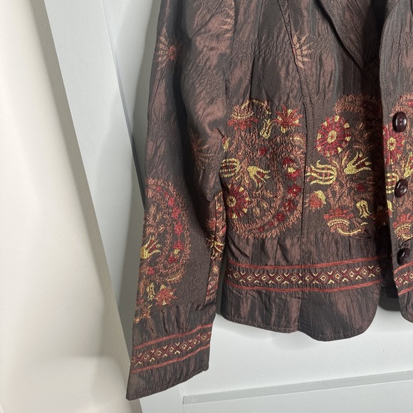 Vtg Womens ELCC Jacket Floral‎ Jacquard Baroque Tapestry Blazer Size PP - Picture 4 of 10